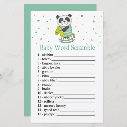 ベビーパンダベビー単語スクランブルゲーム (正面/裏面)