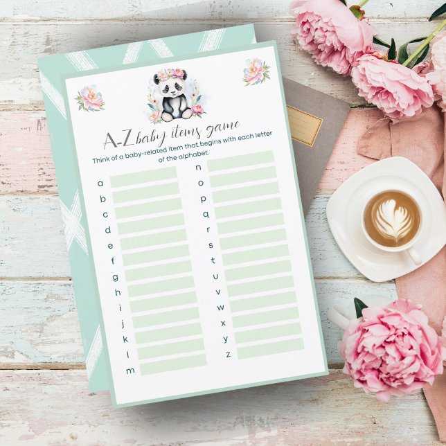 ベビーパンダペオニースジャングルベビーA-Zベビーアイテム (Baby Panda Peonies Jungle Baby A-Z Baby Items is a great baby shower game for your guest! )