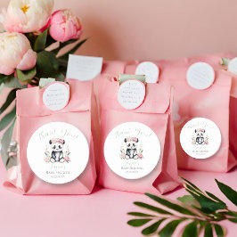 ベビーパンダ牡丹ジャングルベビーシャワーありがとう ラウンドシール