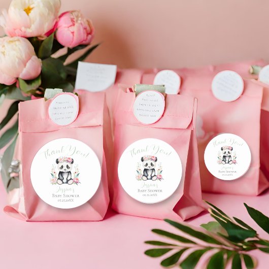 ベビーパンダ牡丹ジャングルベビーシャワーありがとう ラウンドシール