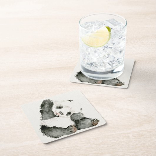 ベビーパンダ |かわいい&フリ スクエアペーパーコースター (インサイチュ)