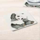 ベビーパンダ |かわいい&フリ スクエアペーパーコースター (アングル)