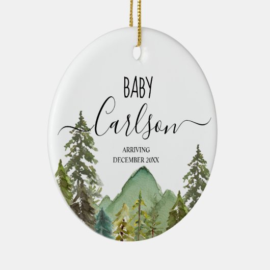 ベビーパーソナライズされたが妊娠の山を明らかにする セラミックオーナメント (右)