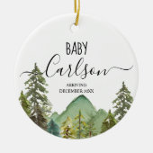ベビーパーソナライズされたが妊娠の山を明らかにする セラミックオーナメント (正面)