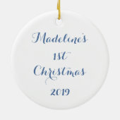 ベビーパーソナライズされたの初めてのクリスマスツリー セラミックオーナメント (裏面)