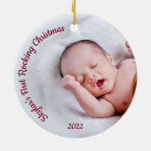 ベビーパーソナライズされたの初めてのクリスマス写真名Cer セラミックオーナメント (裏面)