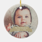 ベビーパーソナライズされたの初めてのクリスマス写真 セラミックオーナメント (裏面)