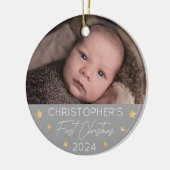 ベビーパーソナライズされたの初めてのクリスマス写真 セラミックオーナメント (左)