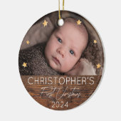 ベビーパーソナライズされたの初めてのクリスマス写真 セラミックオーナメント (左)