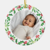 ベビーパーソナライズされたの初めてのクリスマス セラミックオーナメント (正面)