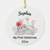 ベビーパーソナライズされたの女の子マイ初めてのクリスマス2023 セラミックオーナメント (正面)