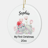 ベビーパーソナライズされたの女の子マイ初めてのクリスマス2023 セラミックオーナメント (左)