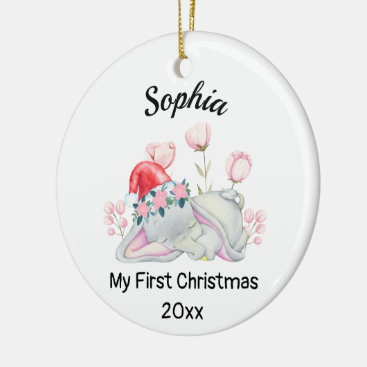 ベビーパーソナライズされたの女の子マイ初めてのクリスマス2023 セラミックオーナメント (左)