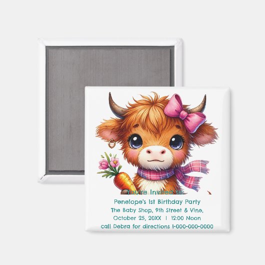 ベビーパーソナライズされたの最初の誕生日パーティー招待状 マグネット (正面/裏面)