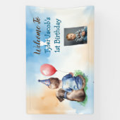 ベビーパーソナライズされたの1回目の誕生日へようこそ 横断幕 (縦)