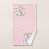 ベビーパーソナライズされたエレファントガールズピンク   バスタオルセット (ハンドタオル)