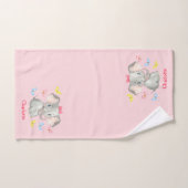 ベビーパーソナライズされたエレファントガールズピンク   バスタオルセット (ハンドタオル)