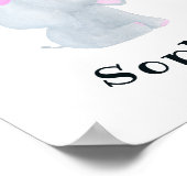 ベビーパーソナライズされたガールエレファント子供部屋ウォールアート ポスター (角)