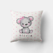 ベビーパーソナライズされたガールズテディベアーピンクハート クッション (裏面)