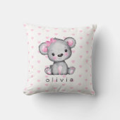 ベビーパーソナライズされたガールズテディベアーピンクハート クッション (正面)