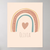 ベビーパーソナライズされたガールネームレインボー子供部屋ウォール ポスター (正面)