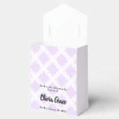 ベビーパーソナライズされたガールバプテスムパープル金ゴールドクロス フェイバーボックス (オープン)