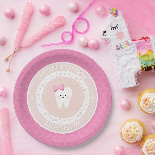 ベビーパーソナライズされたガールパーティーピンク紙プレート ペーパープレート (パーティー)