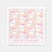 ベビーパーソナライズされたガールファースト歯紙ナプキン スタンダードカクテルナプキン (正面)