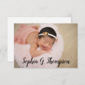 ベビーパーソナライズされたガールフォトベビー名スクリプト 案内状 (正面/裏面)