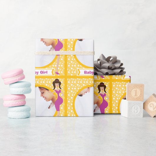 ベビーパーソナライズされたガールフォトラッピング紙 ラッピングペーパー (ベビーシャワー)