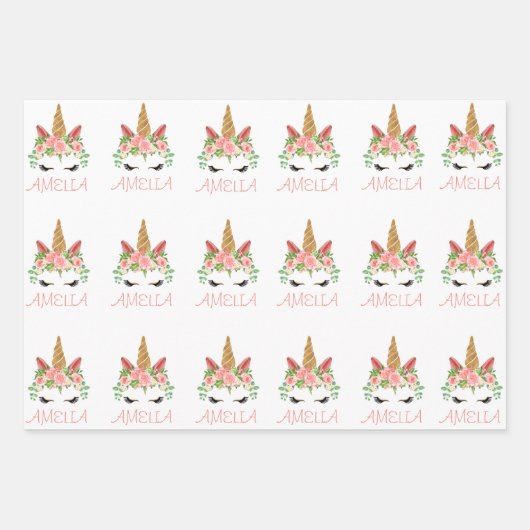 ベビーパーソナライズされたガール赤ちゃんシャワー ラッピングペーパーシート (正面2)