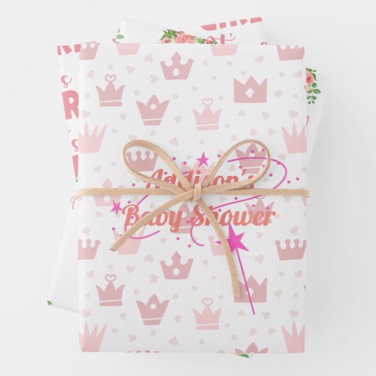 ベビーパーソナライズされたガール赤ちゃんシャワー ラッピングペーパーシート (インサイチュ)