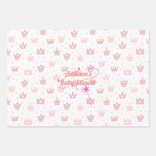 ベビーパーソナライズされたガール赤ちゃんシャワー ラッピングペーパーシート (正面)