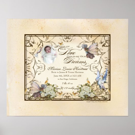 ベビーパーソナライズされたガール – エンチャント妖精の国プリンセス ポスター (正面)