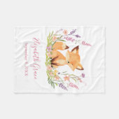 ベビーパーソナライズされたキツネワイルドフラワーピンクベビー フリースブランケット (正面(横))