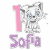 ベビーパーソナライズされたキャットプレイド第1誕生日シール シール (正面)