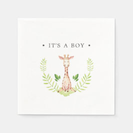 ベビーパーソナライズされたキリン少年 スタンダードカクテルナプキン