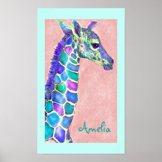 ベビーパーソナライズされたキリン美術 ポスター (正面)