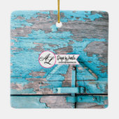 ベビーパーソナライズされたクリスマスオーナメントブルーウッドバーンドゥー セラミックオーナメント (裏面)