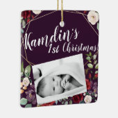 ベビーパーソナライズされたクリスマスオーナメントプラムパープルバラ セラミックオーナメント (右)