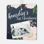 ベビーパーソナライズされたクリスマスオーナメントベビーピンクコスモスo セラミックオーナメント (左)