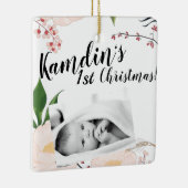 ベビーパーソナライズされたクリスマスオーナメントベビーピンクコスモスo セラミックオーナメント (右)