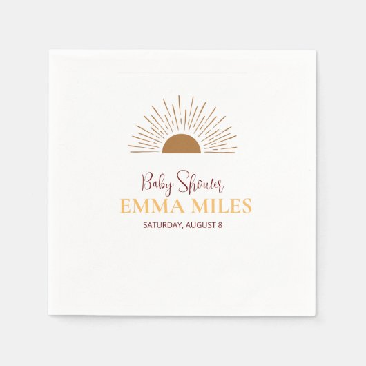 ベビーパーソナライズされたサンキューシャワーレトロサンナプキン スタンダードカクテルナプキン (正面)