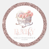 ベビーパーソナライズされたシャワーグリッターベビーバスケット ラウンドシール (正面)