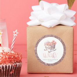 ベビーパーソナライズされたシャワーグリッターベビーバスケット ラウンドシール