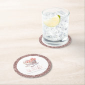 ベビーパーソナライズされたシャワーグリッターベビーバスケット ラウンドペーパーコースター (インサイチュ)