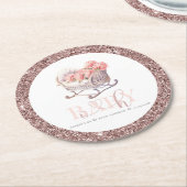 ベビーパーソナライズされたシャワーグリッターベビーバスケット ラウンドペーパーコースター (アングル)