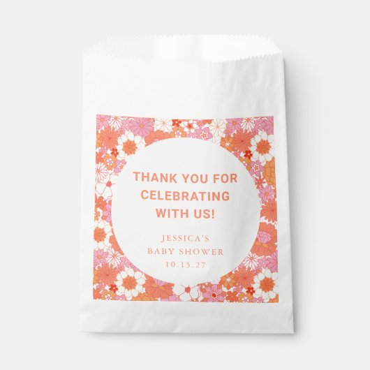 ベビーパーソナライズされたシャワーサンゴ赤面フローラレトロ フェイバーバッグ (正面)