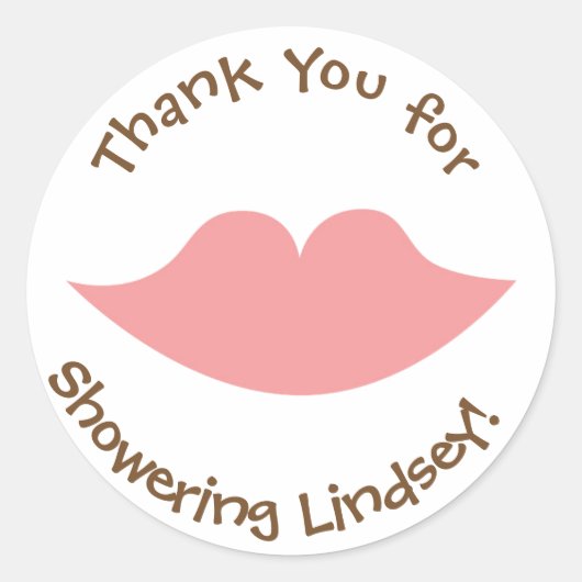 ベビーパーソナライズされたシャワーステッカー – 唇テーマ ラウンドシール (正面)