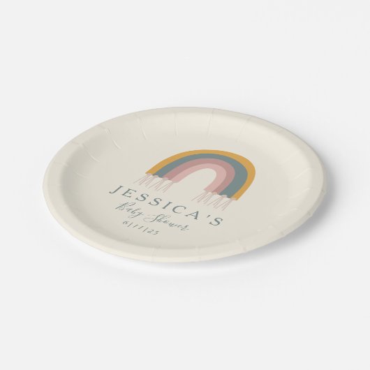 ベビーパーソナライズされたシャワーソフトボホレインボーパステル ペーパープレート (アングル)